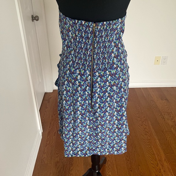 CLUB MONACO Strapless Silk Mini Dress - Printed, Sweetheart Neckline, Size L - Picture 6 of 6